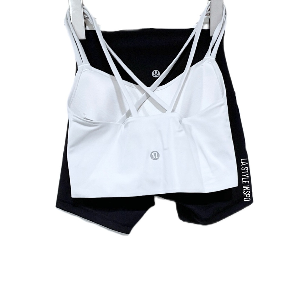 Lululemon Outfit Set 2 PCS Align Shorts Black and Bra in White Sateen Size 0